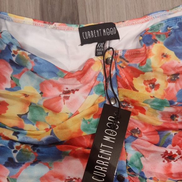 Current mood floral ruched button down mini dress size XXL - Picture 6 of 10